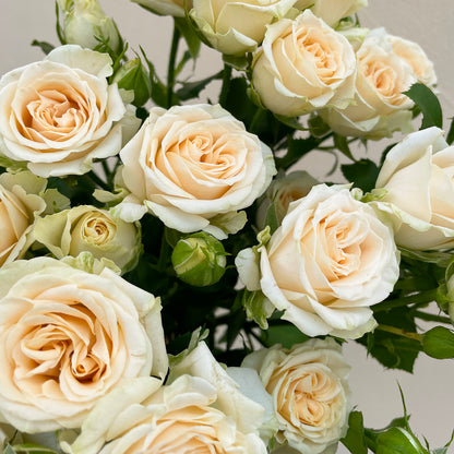 Bunch of 10 Pale Yellow Spray Roses